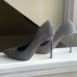 Grey Rhinestone Heels